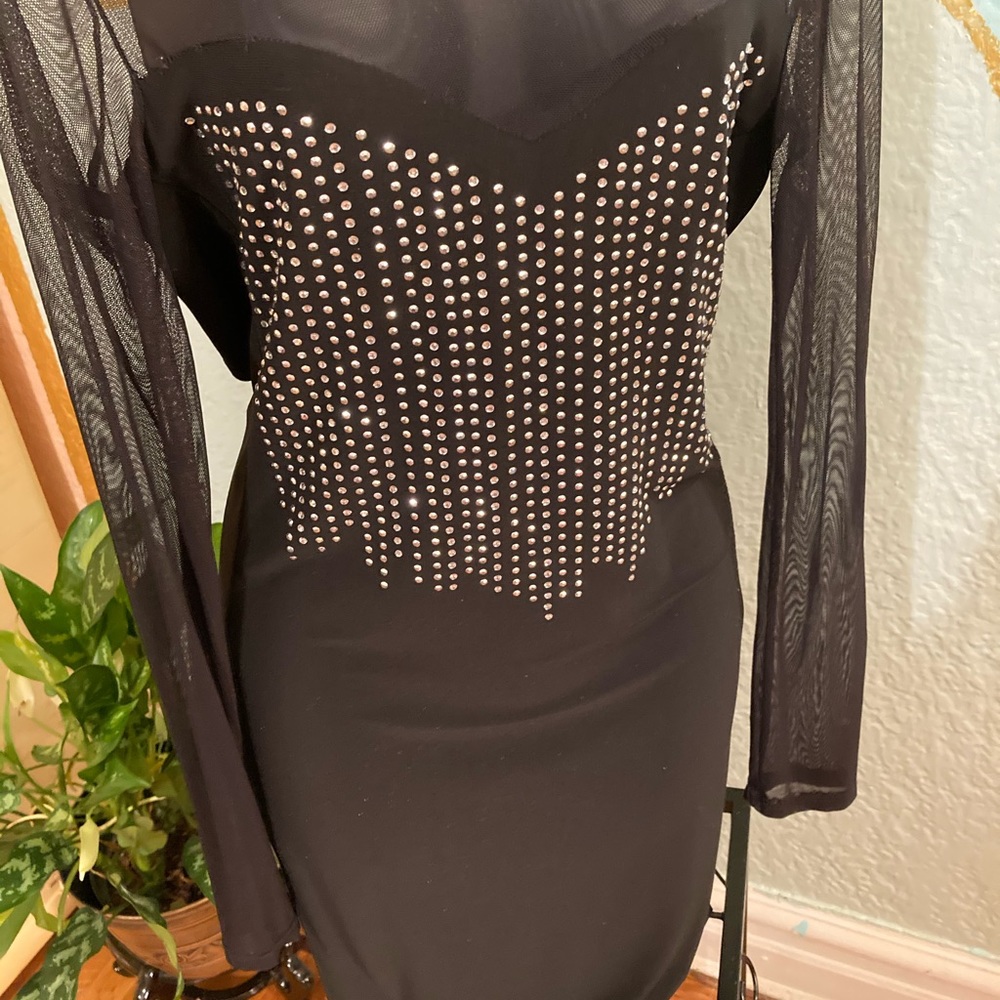 Sexy black mesh dress